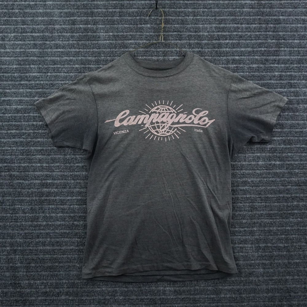 80s Campagnolo T-Shirt Medium Thin Faded Gray Vintage Graphic Hanes Fifty-Fifty